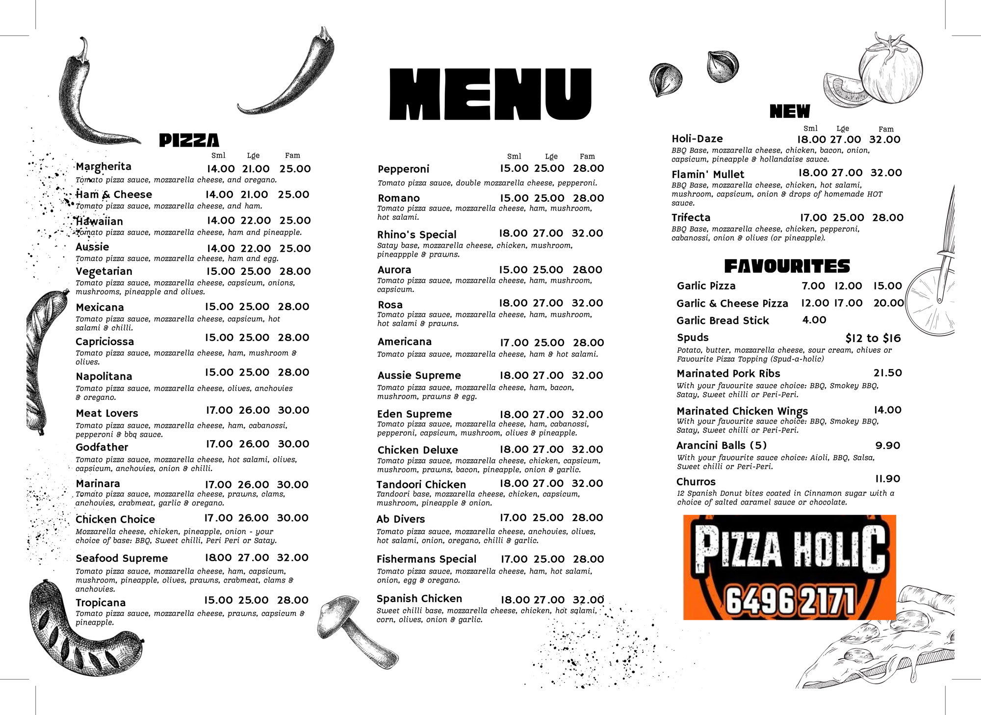 pizza holic eden pizza menu 2024